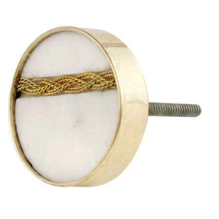 White Makrana Marble Brass Back Plate Dresser Knobs